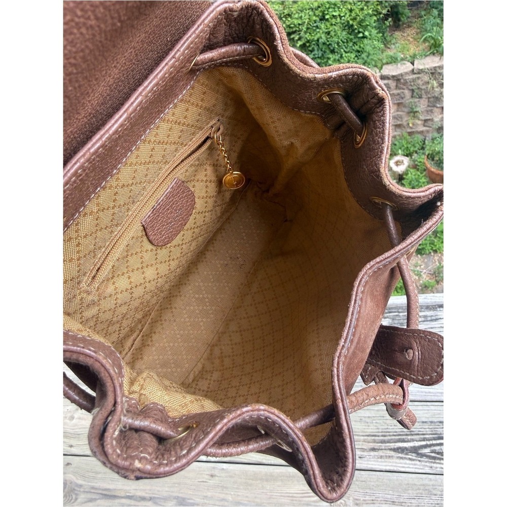 Gucci Suede Bamboo Mini Backpack Brown Leather Italy Vintage - Picture 10 of 16